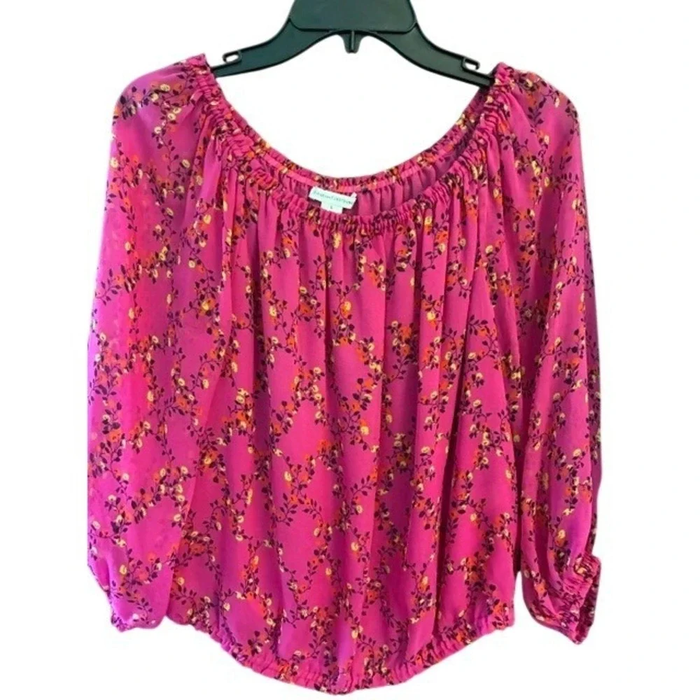 Diane von Furstenberg Blouse Womens S Pink Excellent Silk Floral Peasant Top - Picture 11 of 11